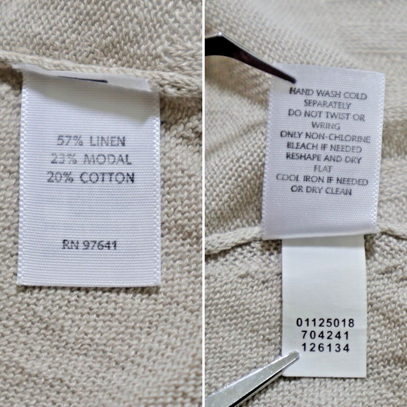 J Jill Size M Linen Blend Knit Top Lightweight Asymmetrical Hem Beige - Picture 11 of 11